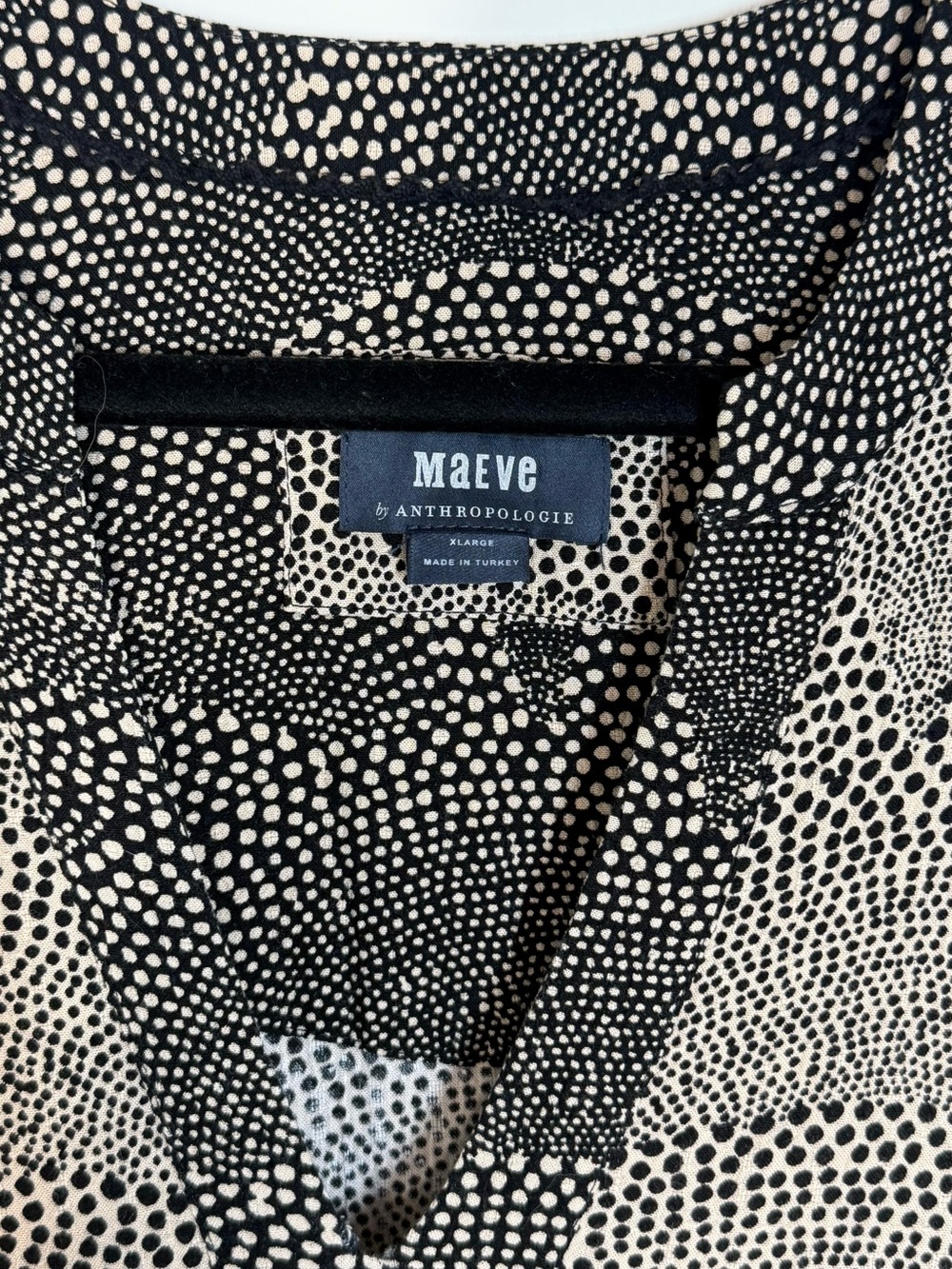 Maeve Anthropologie Black Tan Boho Printed V-Neck Long Sleeve Tiered Dress XL - Picture 5 of 12